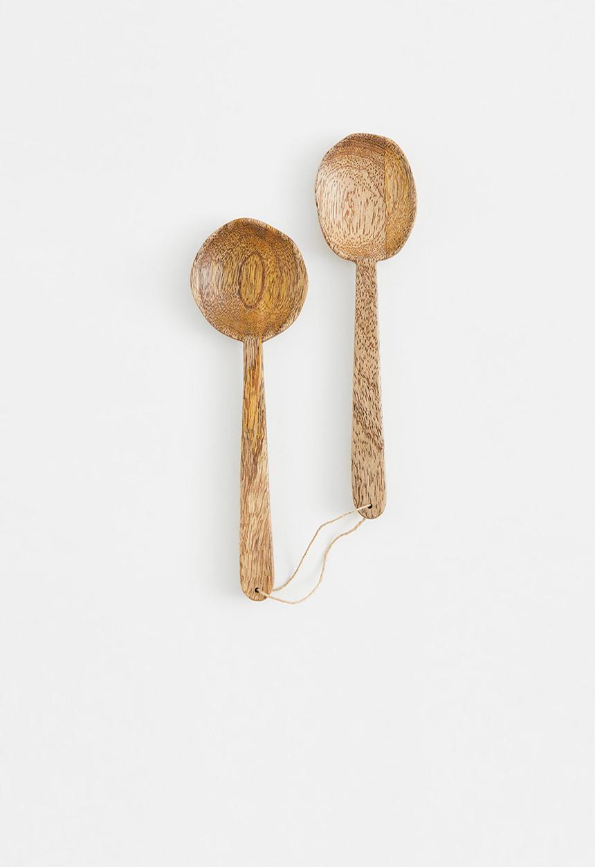 H&M - 2-piece wooden serving set - light brown
