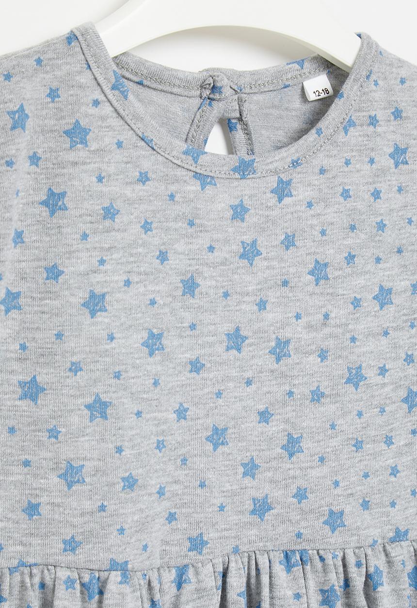 Superbalist - Printed long sleeve dress - ice mel with star aop plain light blue 
