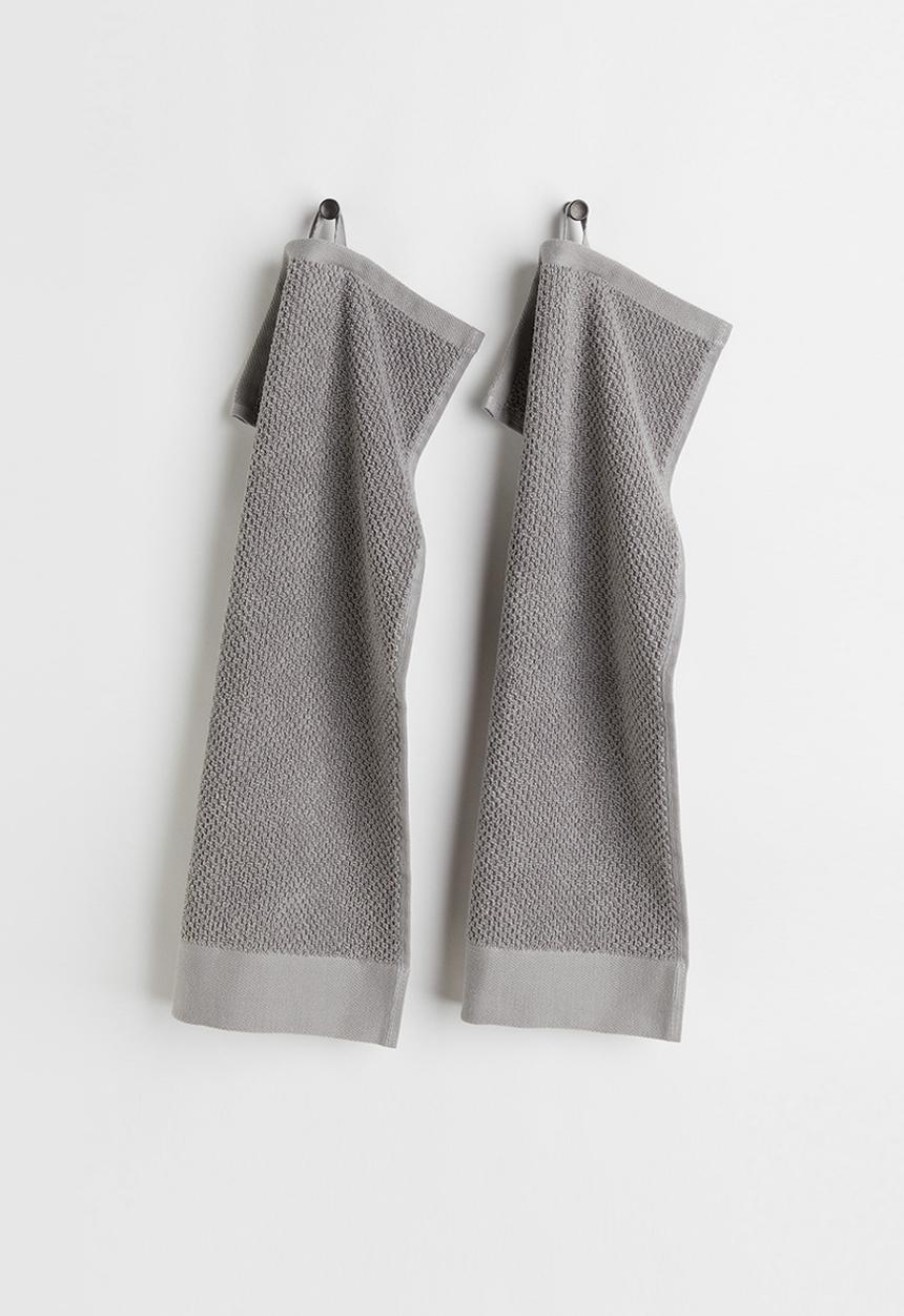 H&M - 2-pack cotton terry guest towels - grey