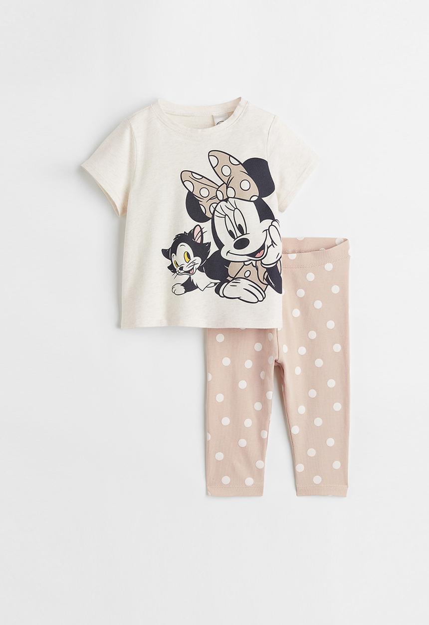H&M - 2-piece printed set - light pink/minnie mouse