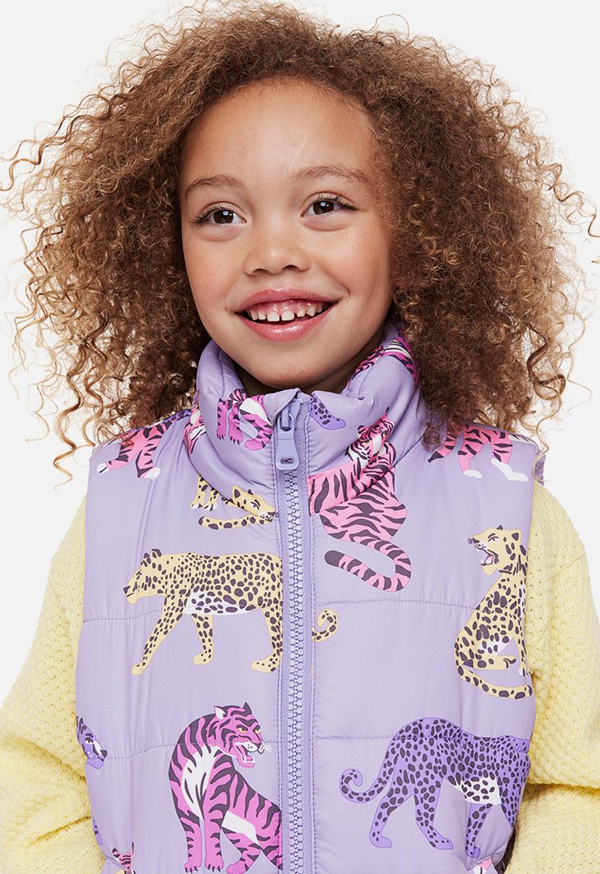 H&M - Puffer gilet - light purple/tigers