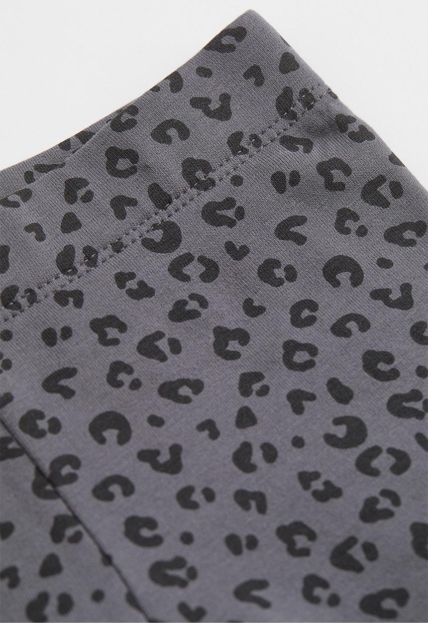 H&M - Leggings with brushed inside - dark grey/leopard print