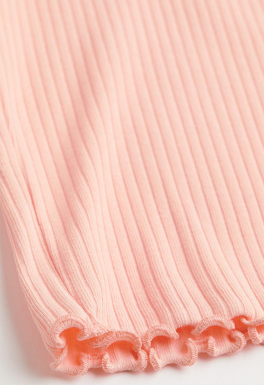 H&M - Ribbed T-shirt - light pink 