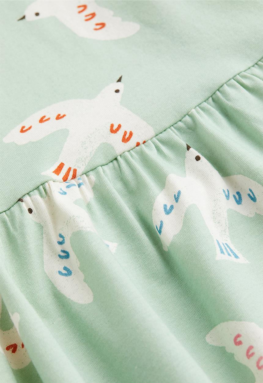 H&M - Patterned jersey dress - light green/birds