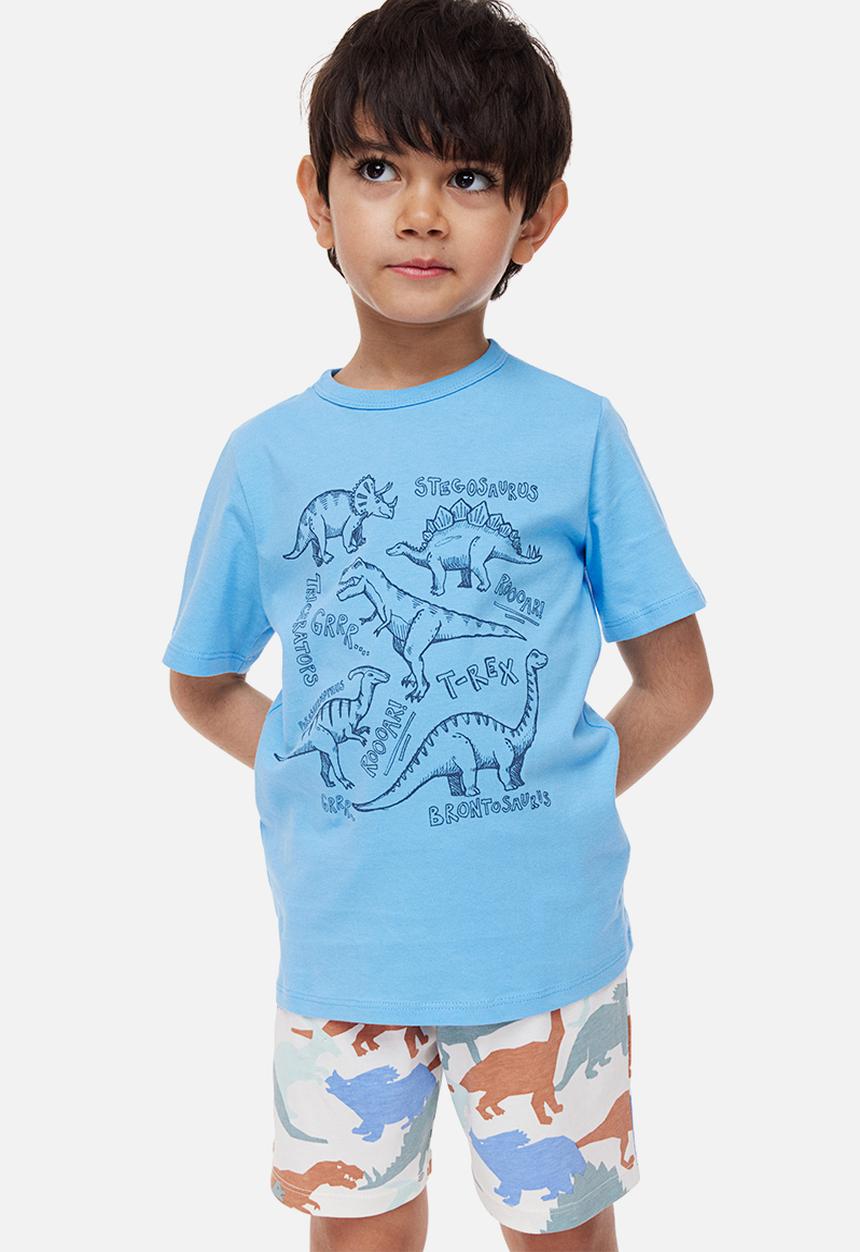 H&M - Printed T-shirt - light blue/dinosaurs