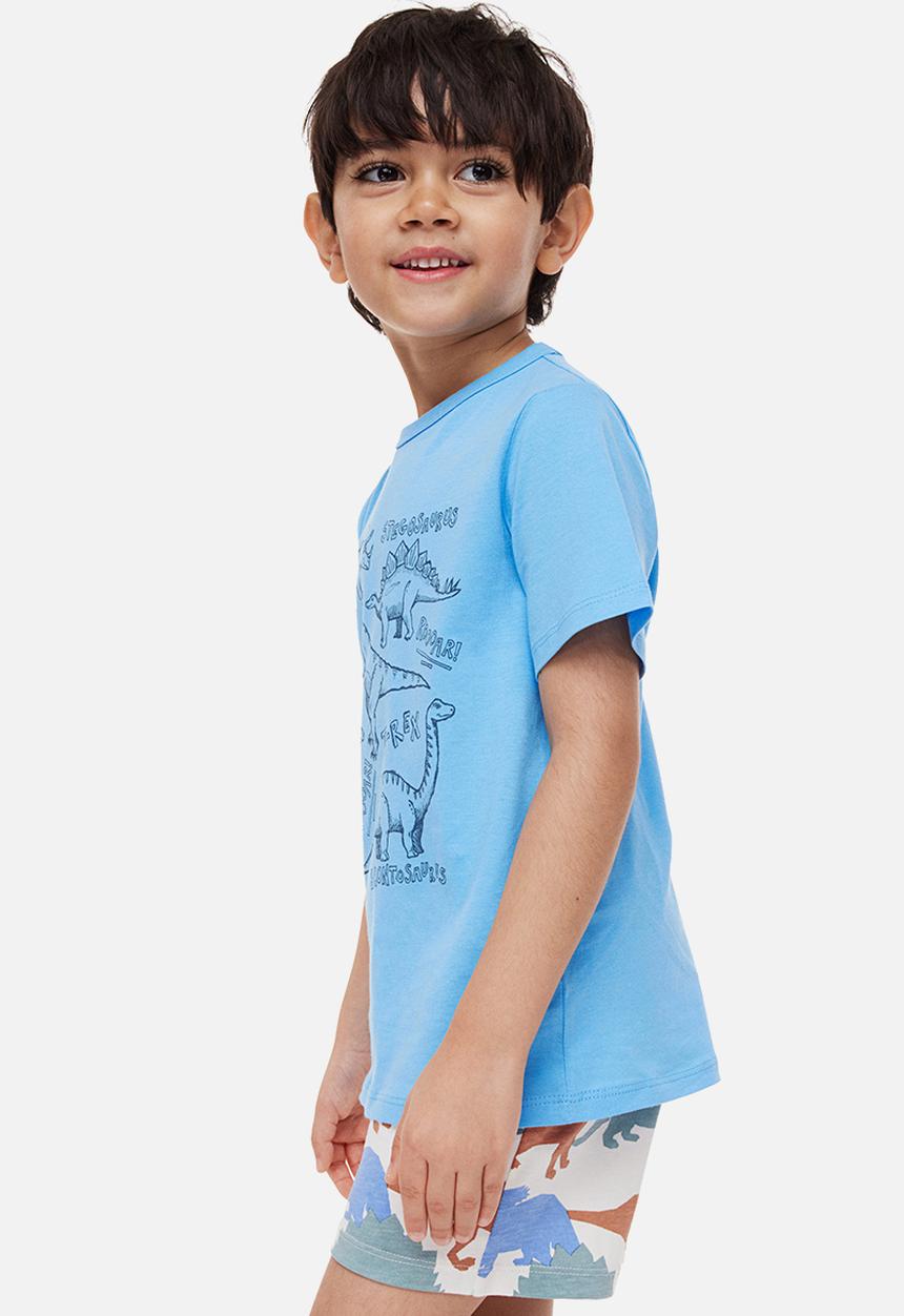 H&M - Printed T-shirt - light blue/dinosaurs