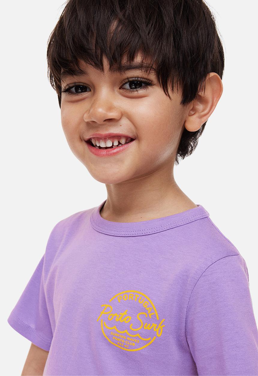H&M - Printed T-shirt - purple/porto surf