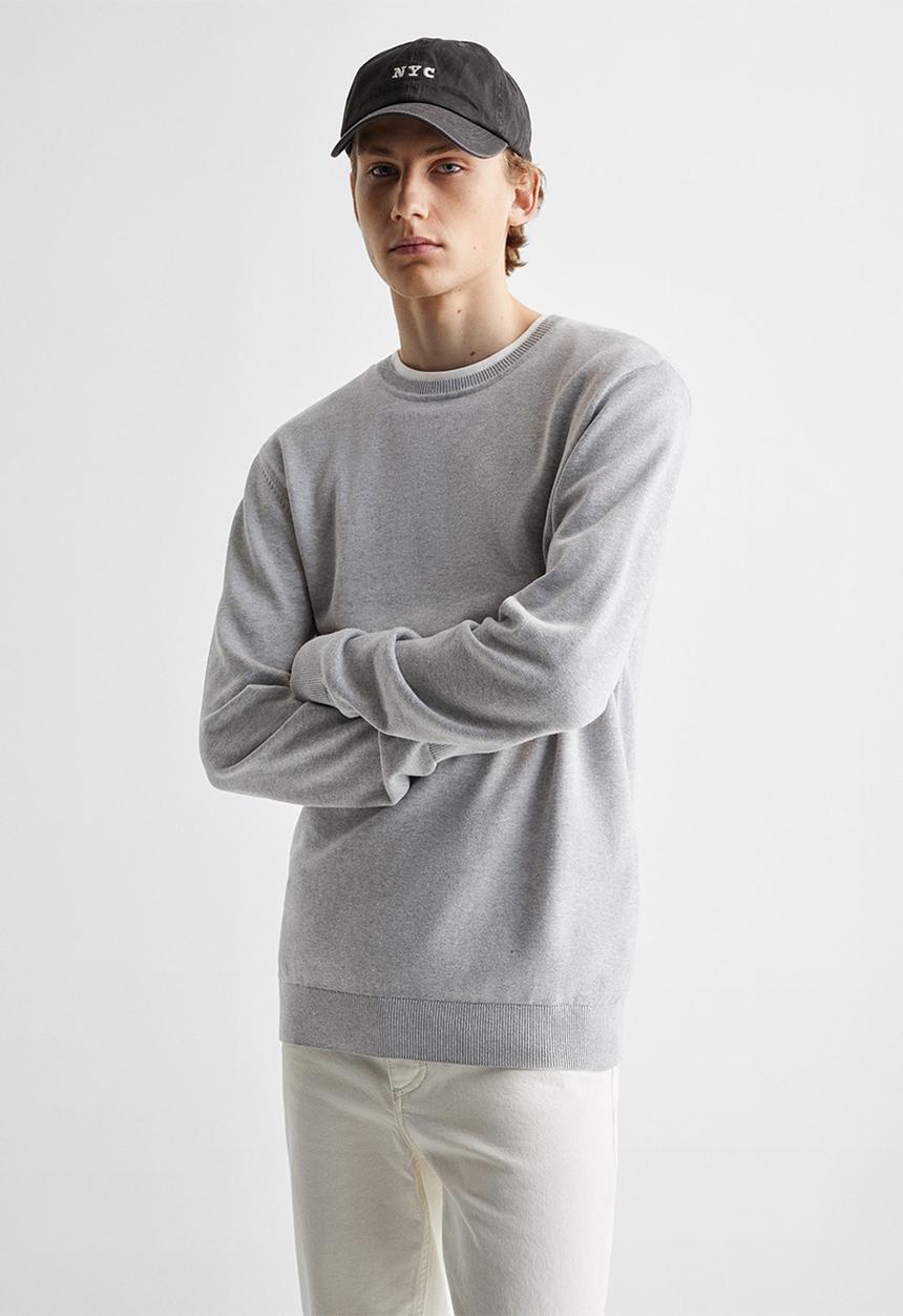 MANGO - Sweater basneck - light grey denim