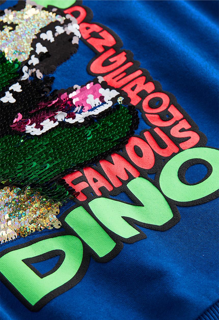 H&M - Reversible sequin-motif hoodie - bright blue/t-rex 