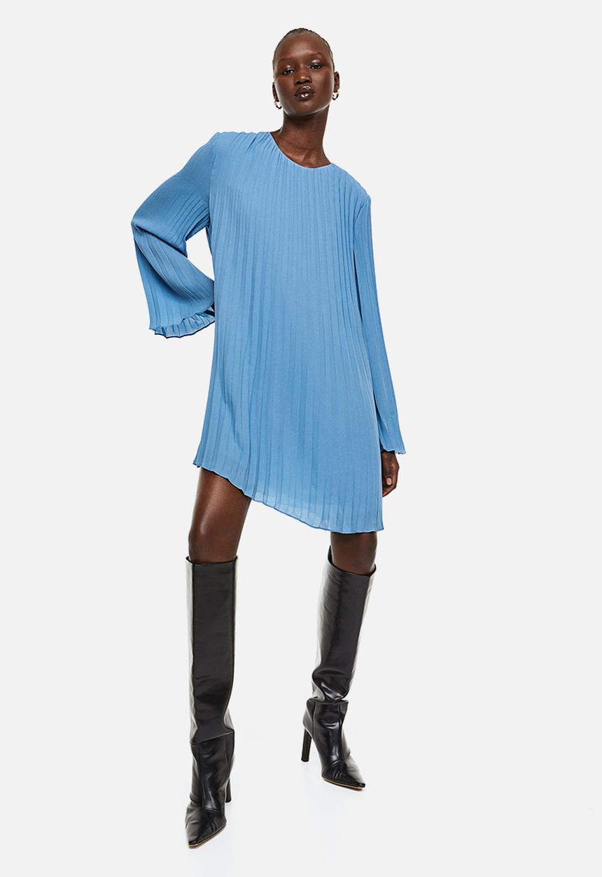H&M - Pleated dress - light blue 