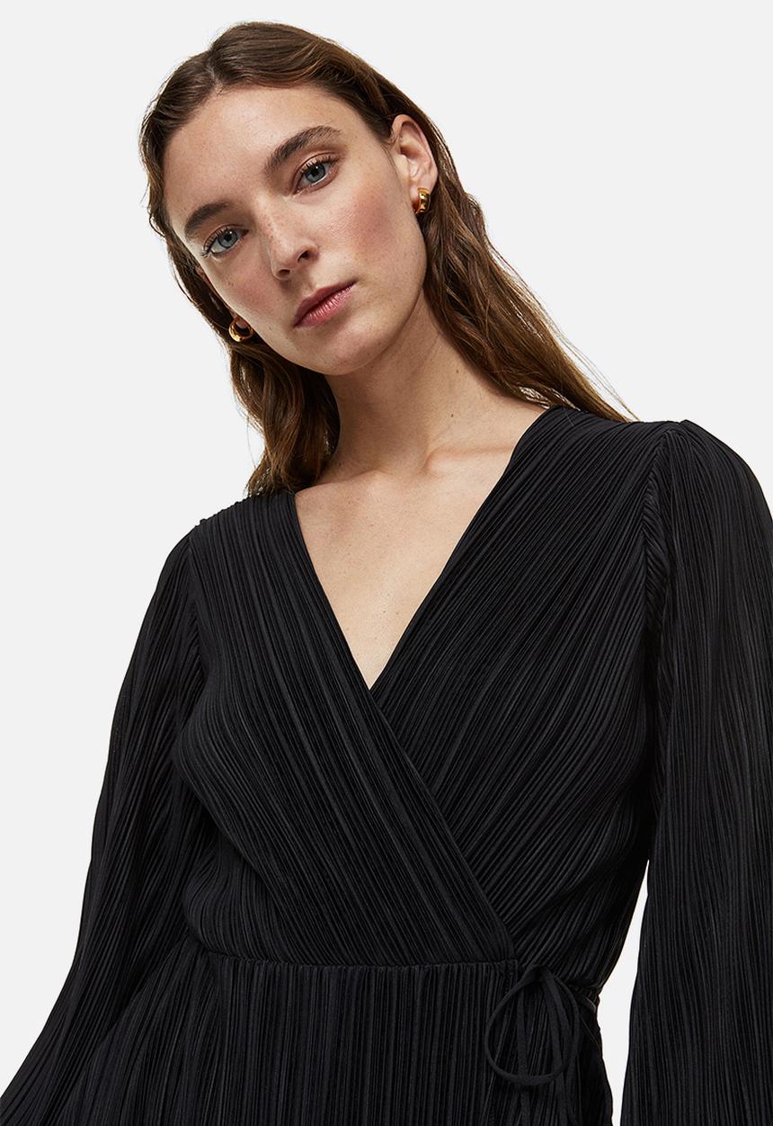 H&M - Pleated wrapover dress - black
