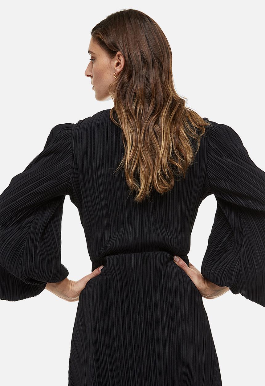 H&M - Pleated wrapover dress - black