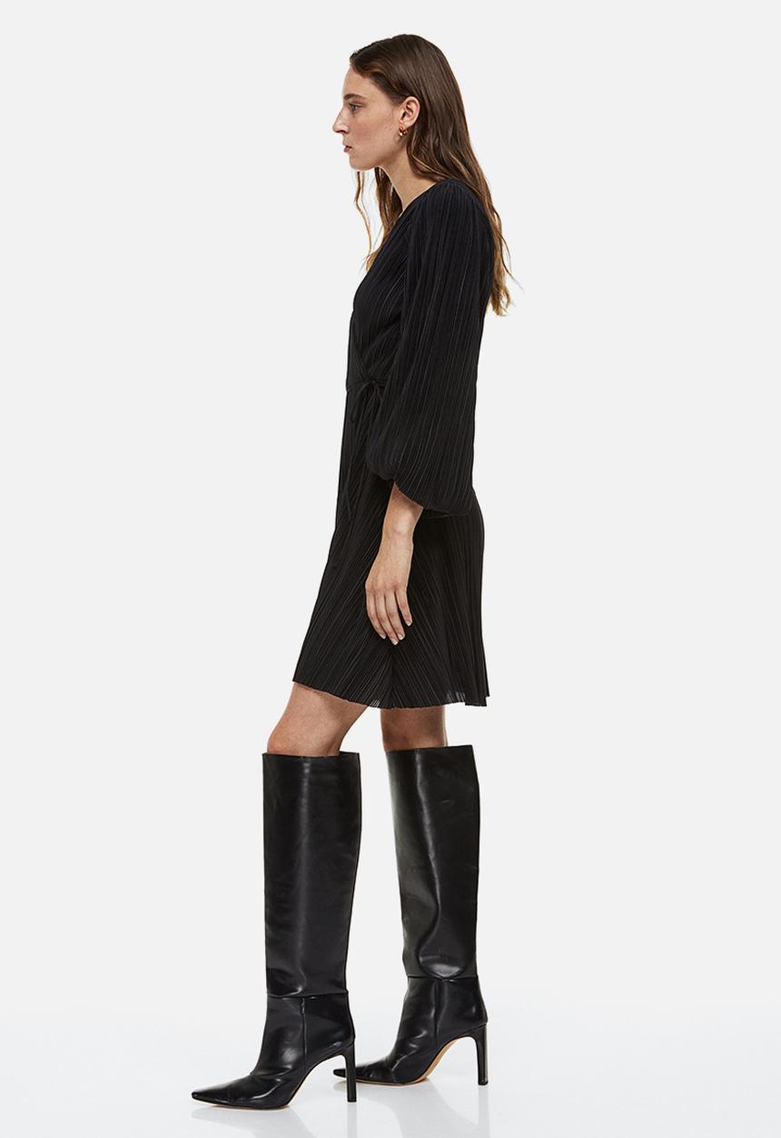 H&M - Pleated wrapover dress - black