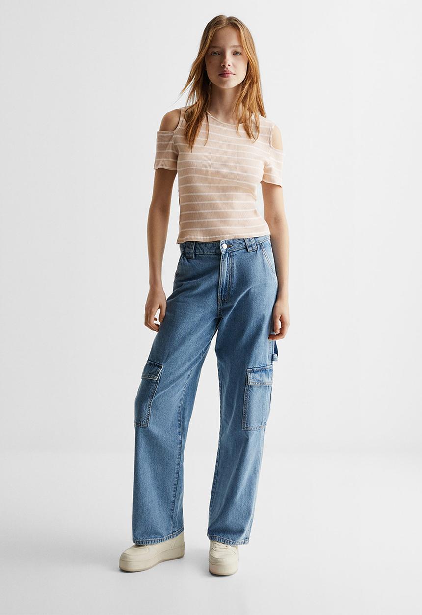 MANGO - T-shirt midi - beige