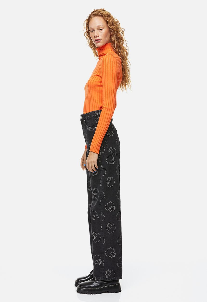 H&M - Wide regular jeans - black/the simpsons