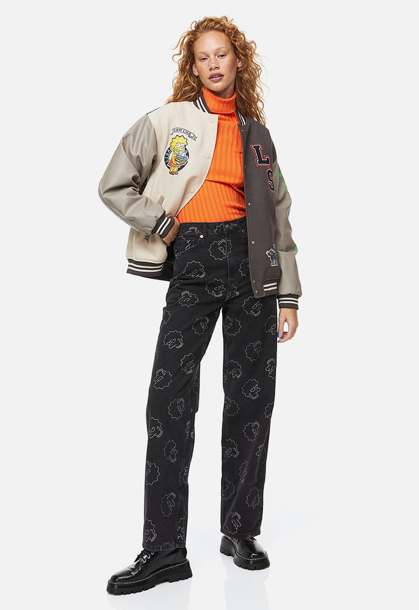 H&M - Wide regular jeans - black/the simpsons