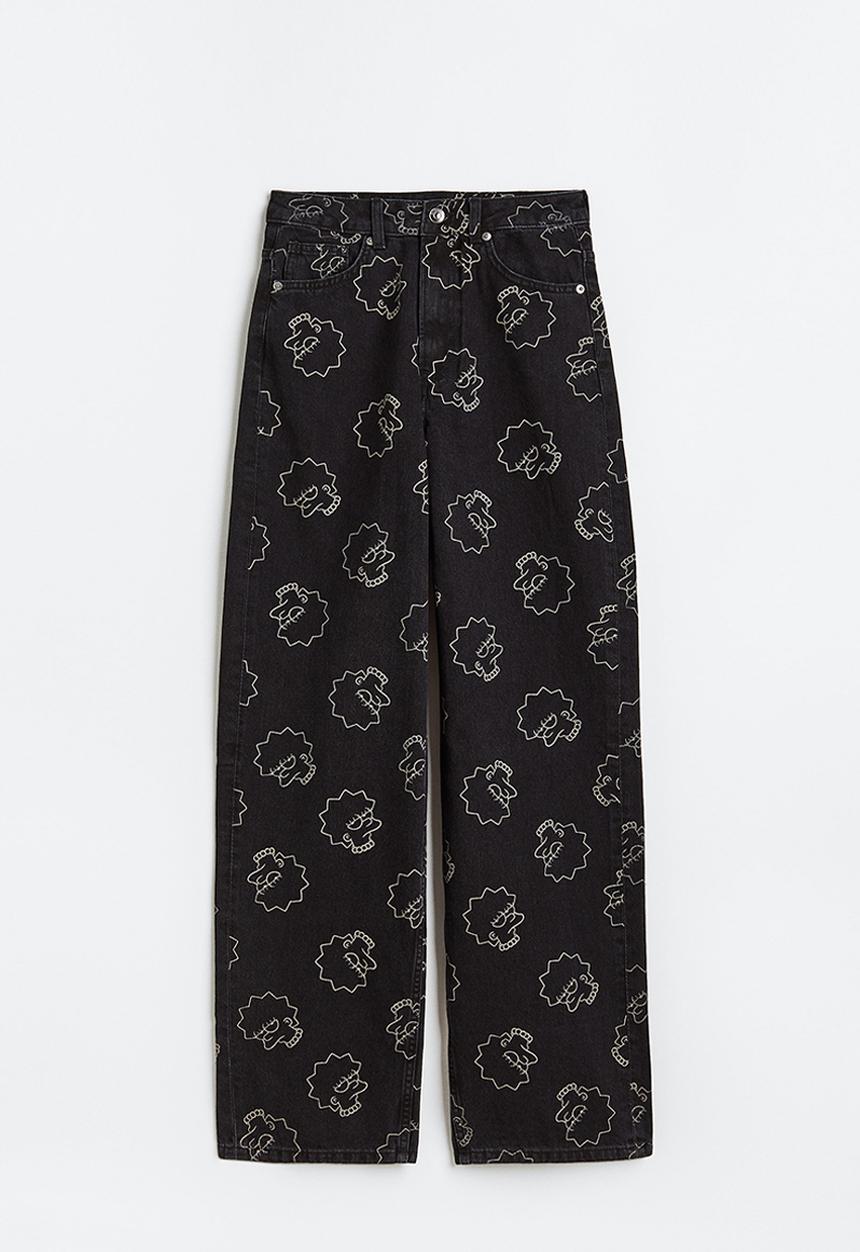 H&M - Wide regular jeans - black/the simpsons