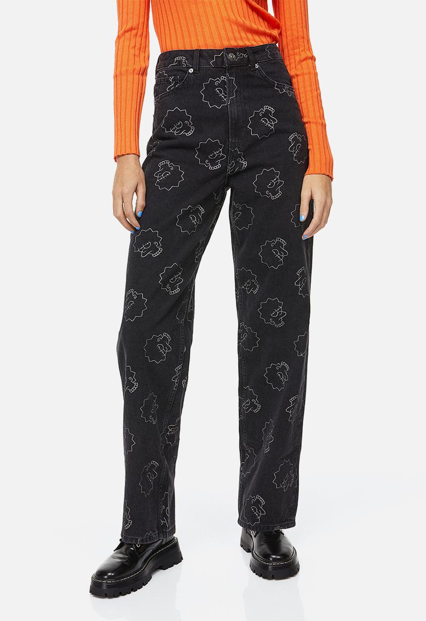 H&M - Wide regular jeans - black/the simpsons