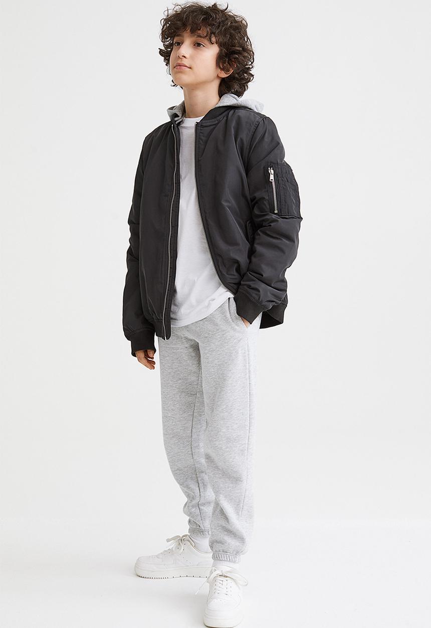 H&M - 2-Pack loose fit sweatshirt joggers - light grey marl/black