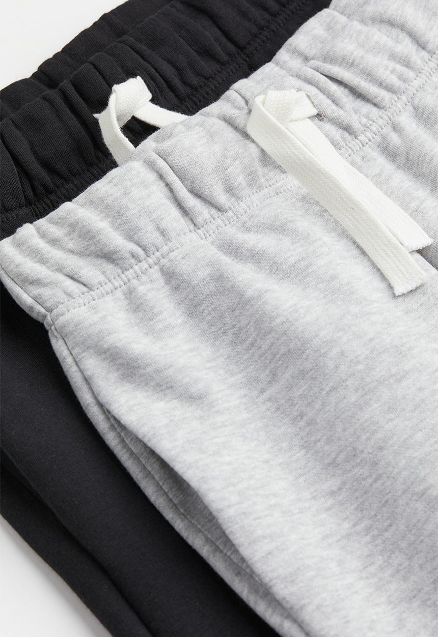 H&M - 2-Pack loose fit sweatshirt joggers - light grey marl/black