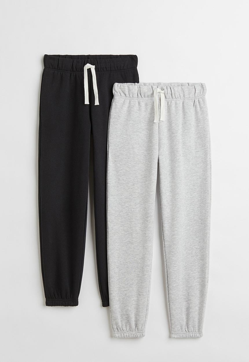 H&M - 2-Pack loose fit sweatshirt joggers - light grey marl/black