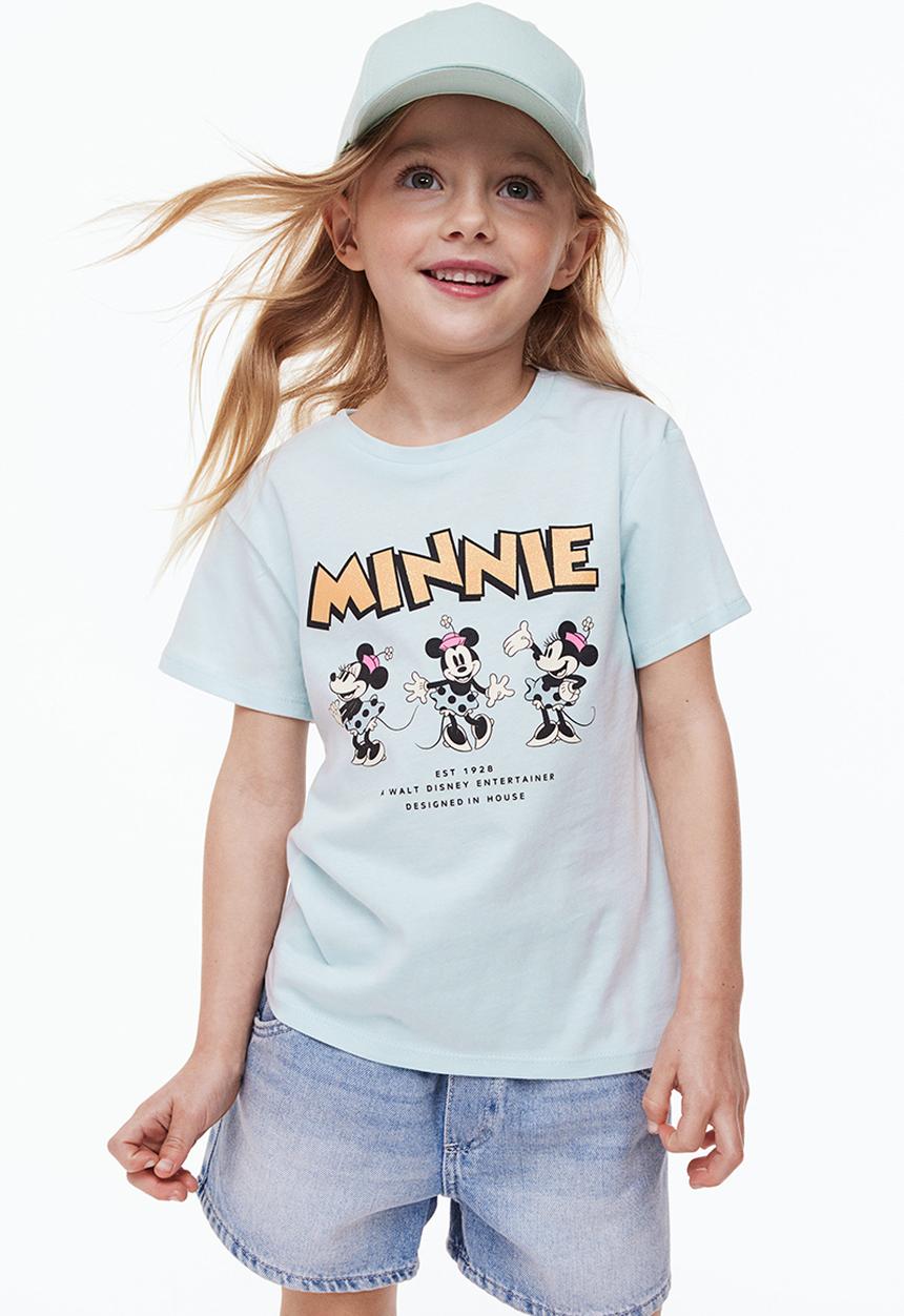 H&M - Printed T-shirt -  light turquoise/minnie mouse