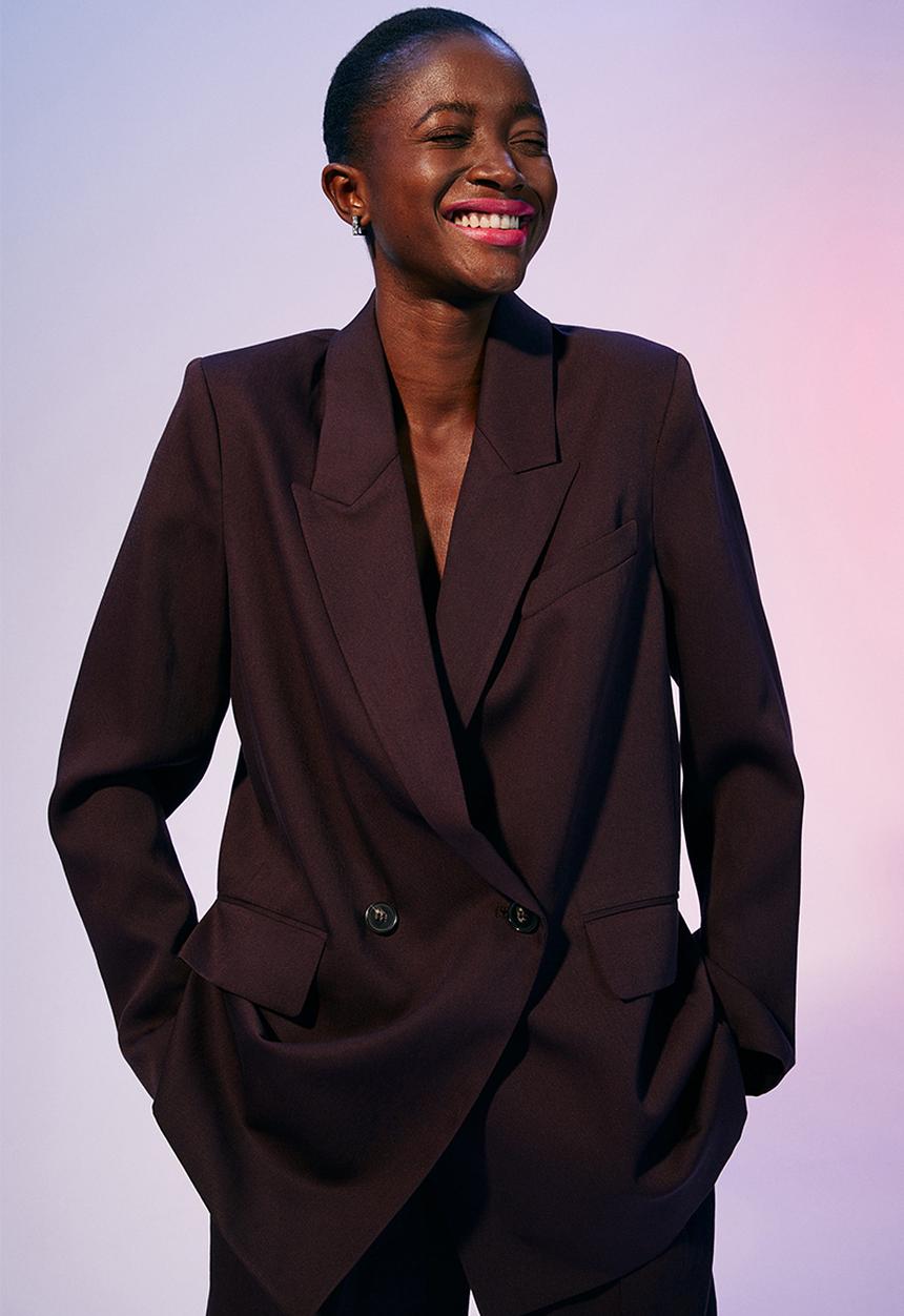 H&M - Double-breasted blazer - burgundy