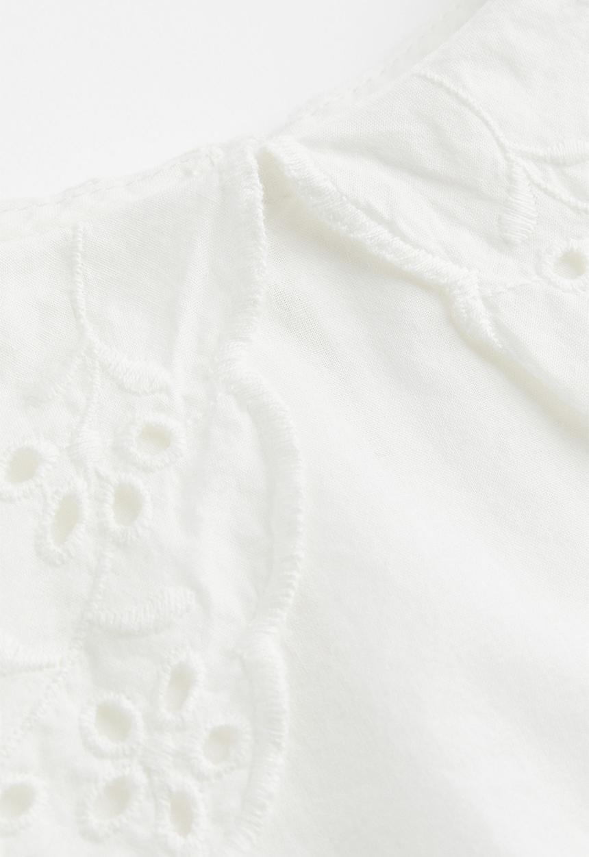 H&M - Broderie-detail collared blouse - white