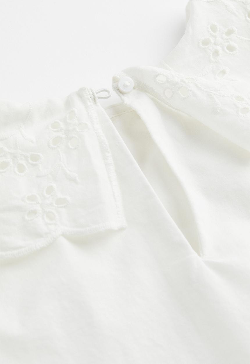 H&M - Broderie-detail collared blouse - white