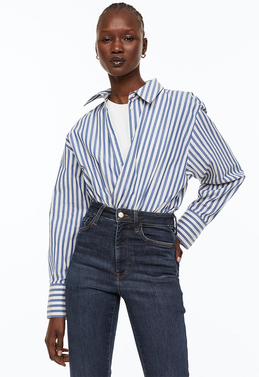 H&M - Cotton shirt - blue/white striped