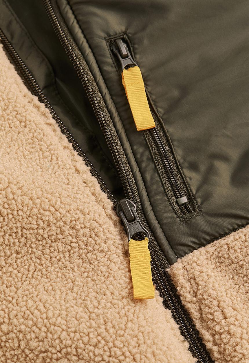 H&M - Teddy jacket - khaki green/block-coloured