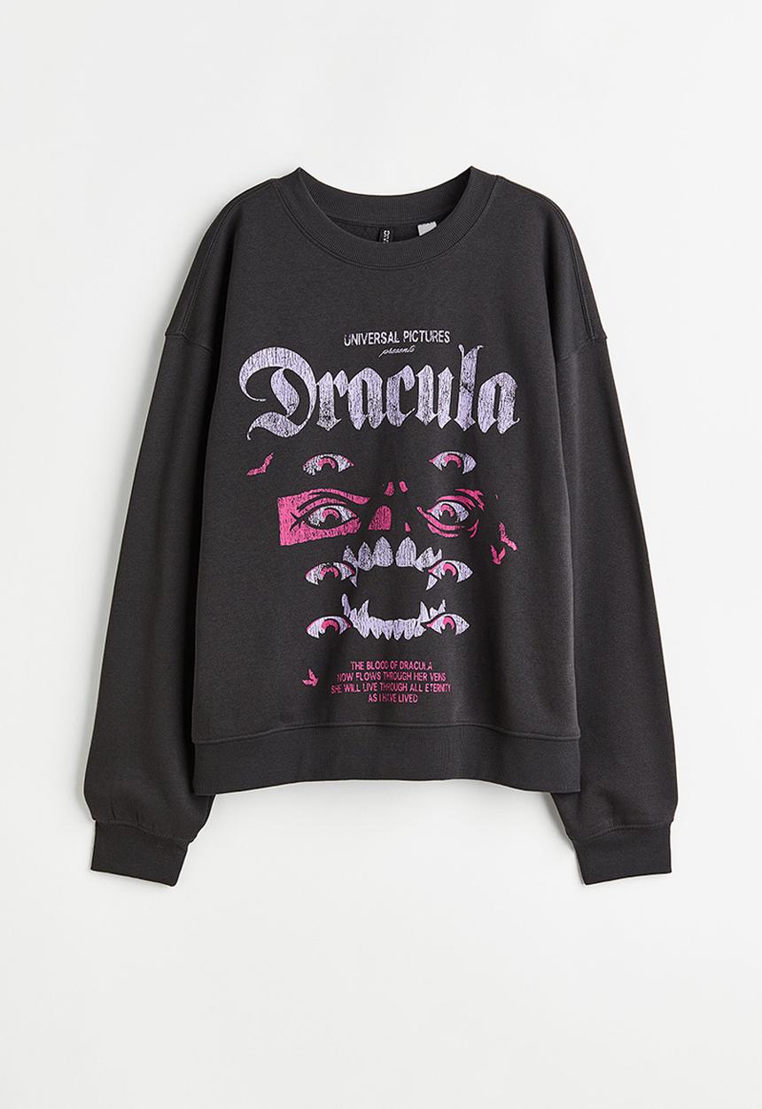 H&M - Printed sweatshirt - black/universal monsters