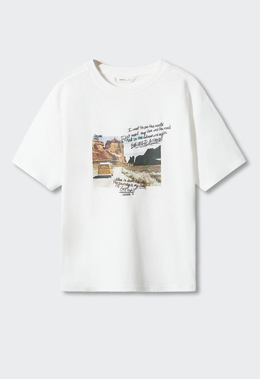 MANGO - T-shirt letters - off white