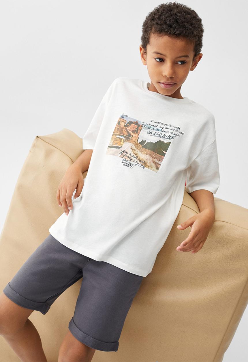 MANGO - T-shirt letters - off white