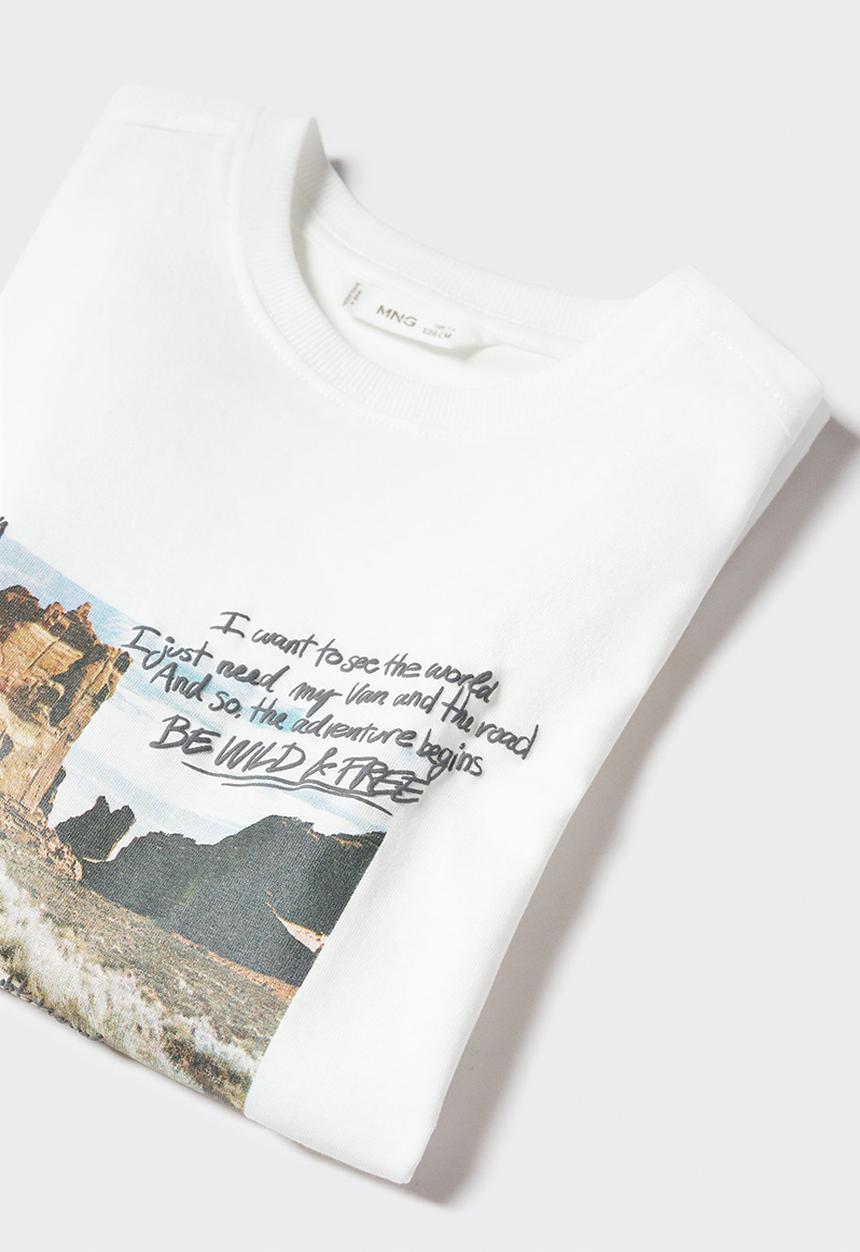 MANGO - T-shirt letters - off white