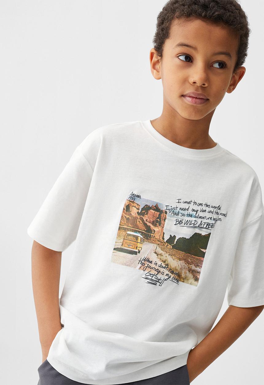 MANGO - T-shirt letters - off white