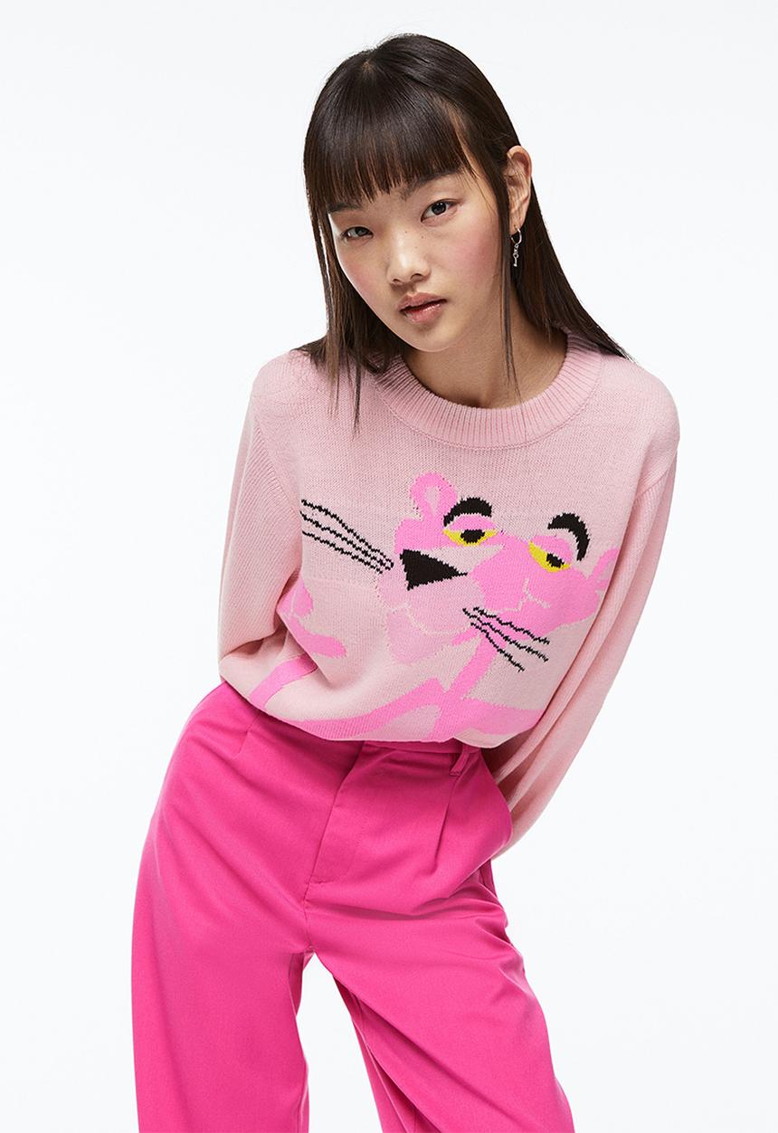 H&M - Jacquard-knit jumper - light pink/pink panther
