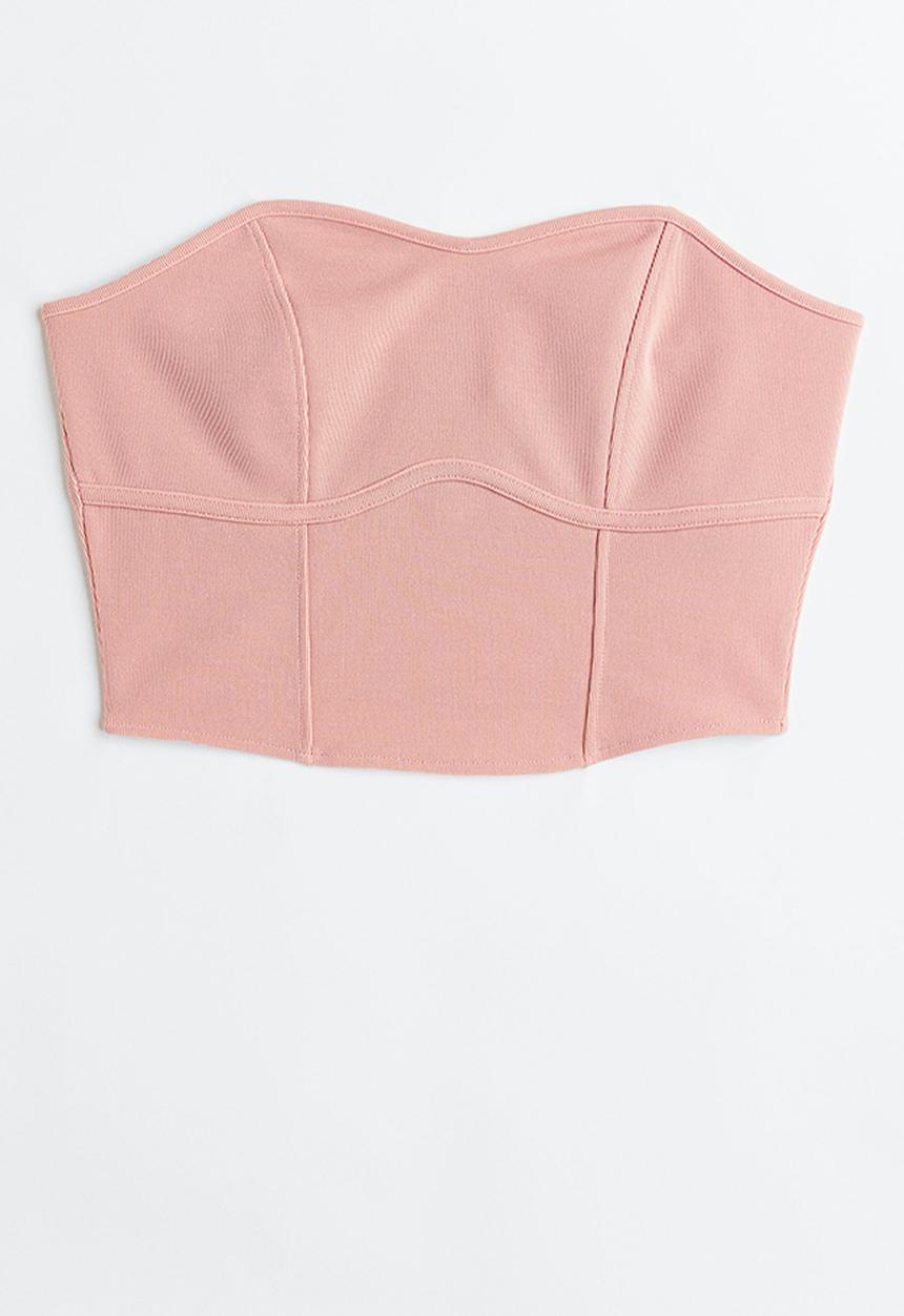 H&M - Cropped bandeau top - light pink