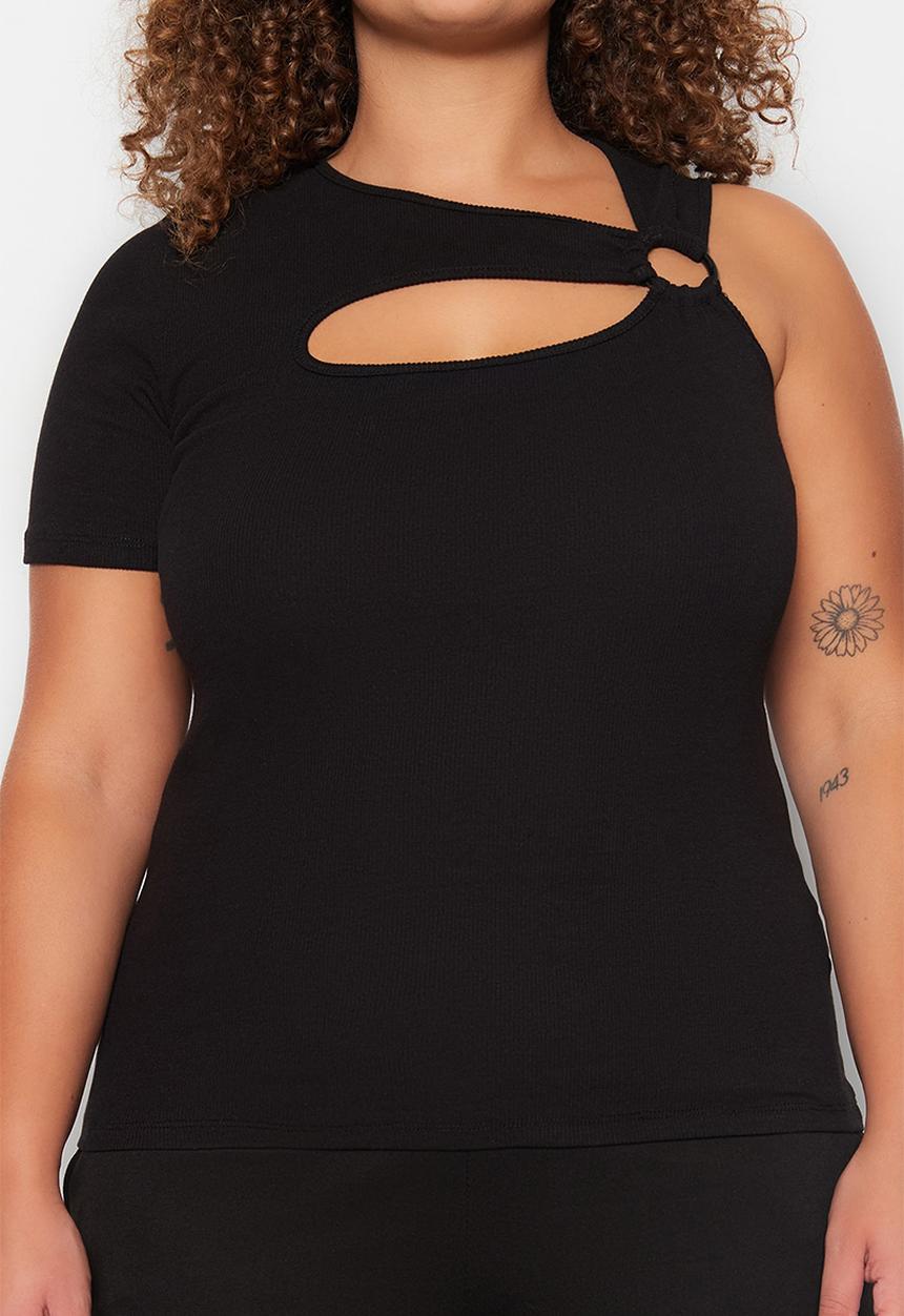 Trendyol - Plus assyetrical top - black