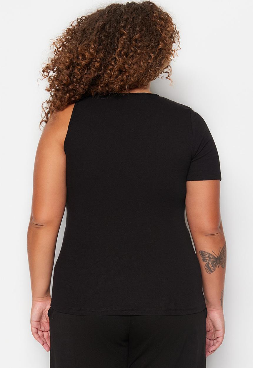 Trendyol - Plus assyetrical top - black