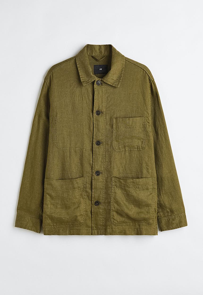 H&M - Linen shacket - khaki green 