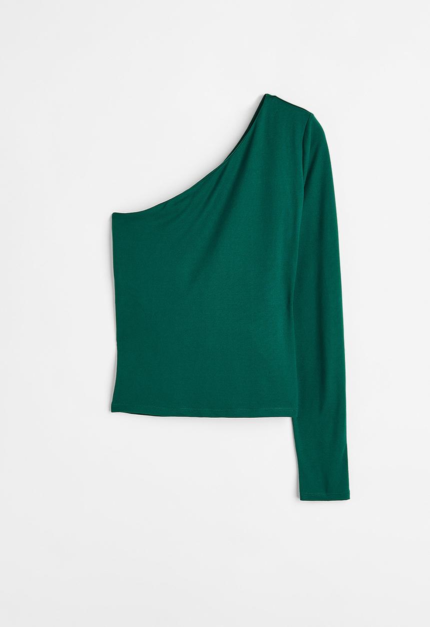 H&M - One-shoulder top - dark green