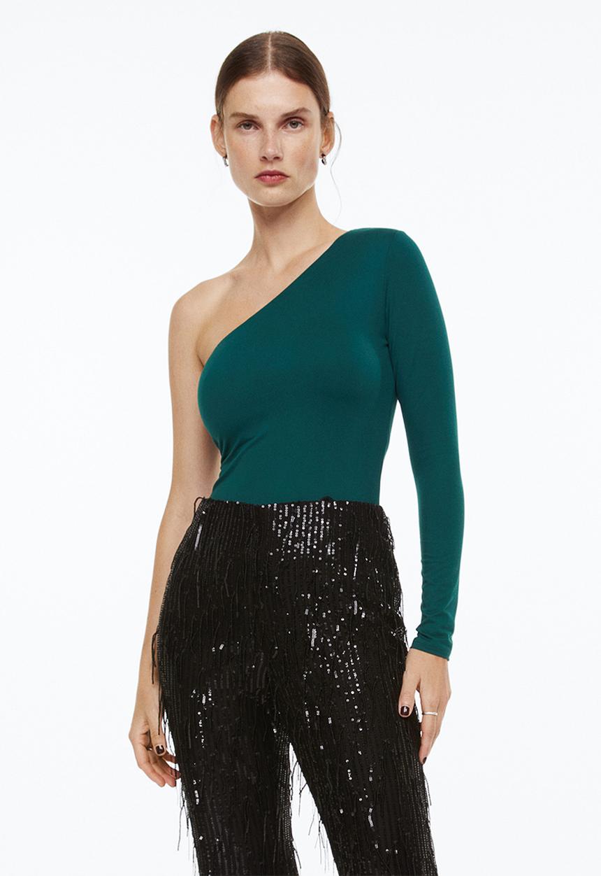 H&M - One-shoulder top - dark green
