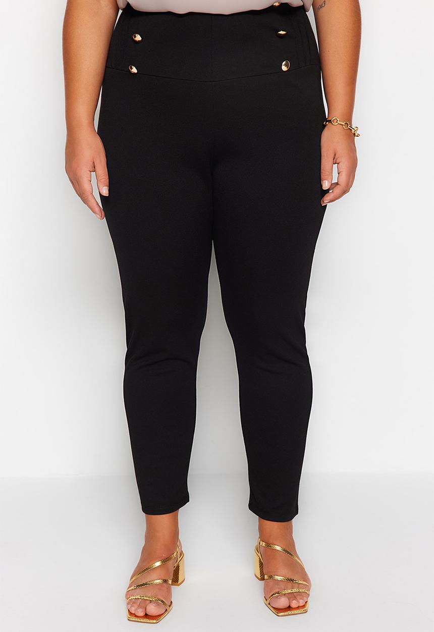 Trendyol - Plus button detail leggings - black