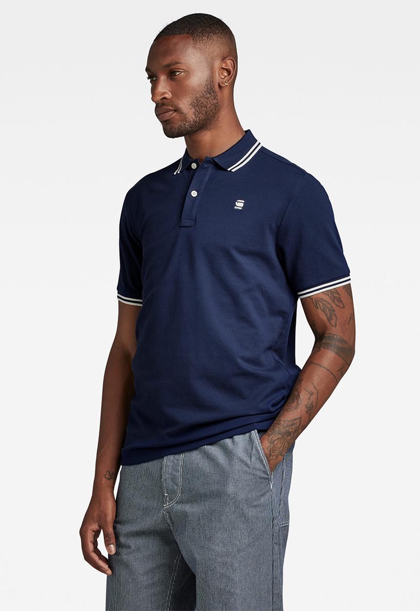G-STAR - Dunda slim stripe polo short sleeve premium stretch pk o - sartho blue