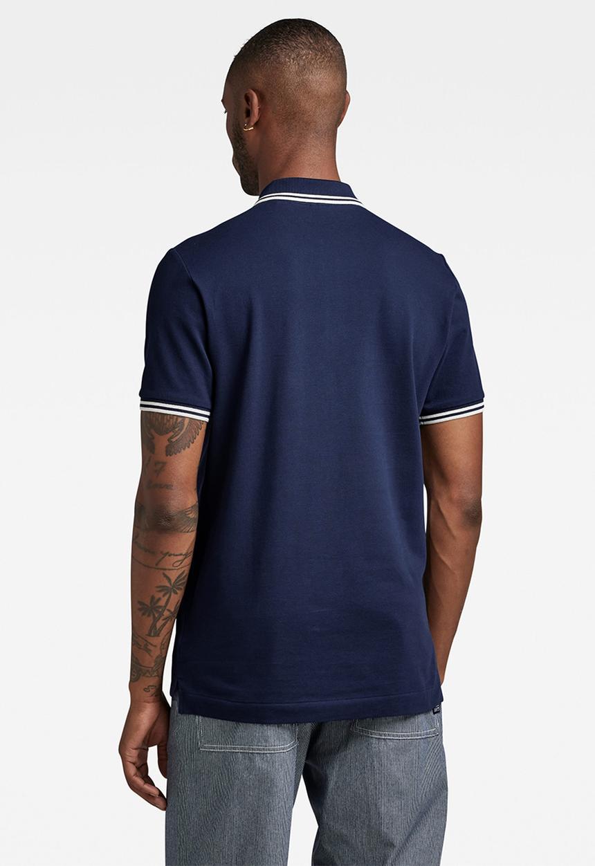 G-STAR - Dunda slim stripe polo short sleeve premium stretch pk o - sartho blue