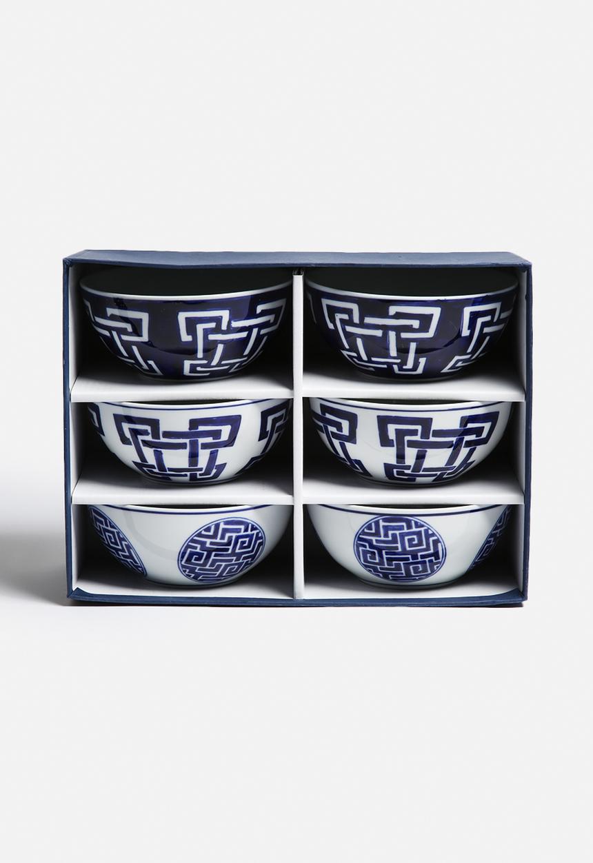 Love Home - 6 Geo Bowls - Cobalt Blue