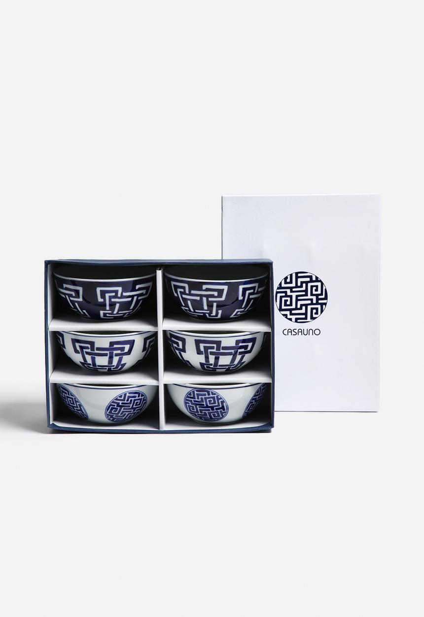 Love Home - 6 Geo Bowls - Cobalt Blue