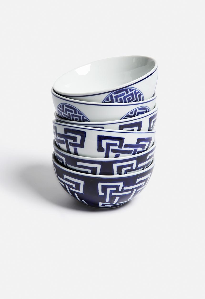 Love Home - 6 Geo Bowls - Cobalt Blue