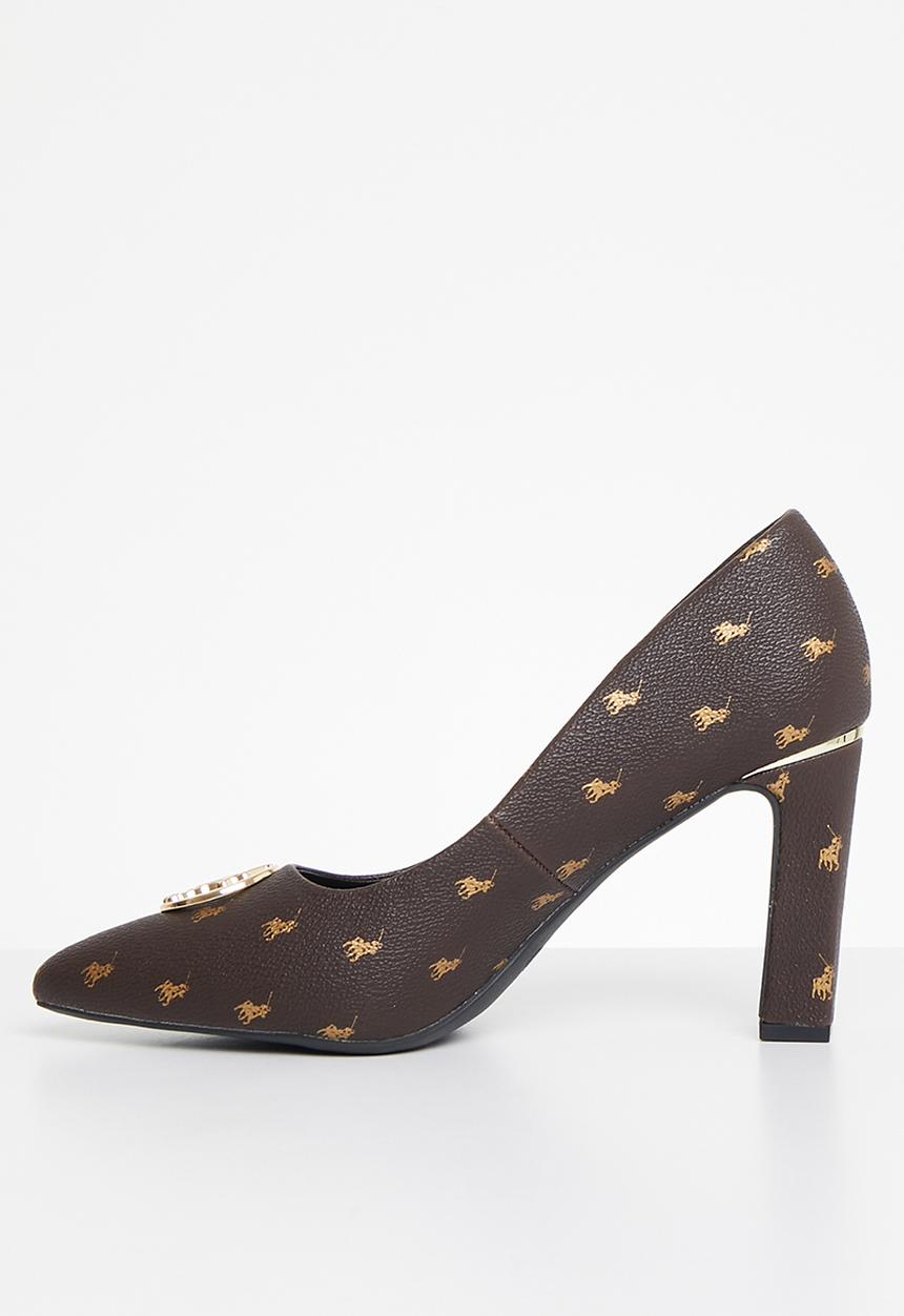 POLO - Monogram block heel - brown